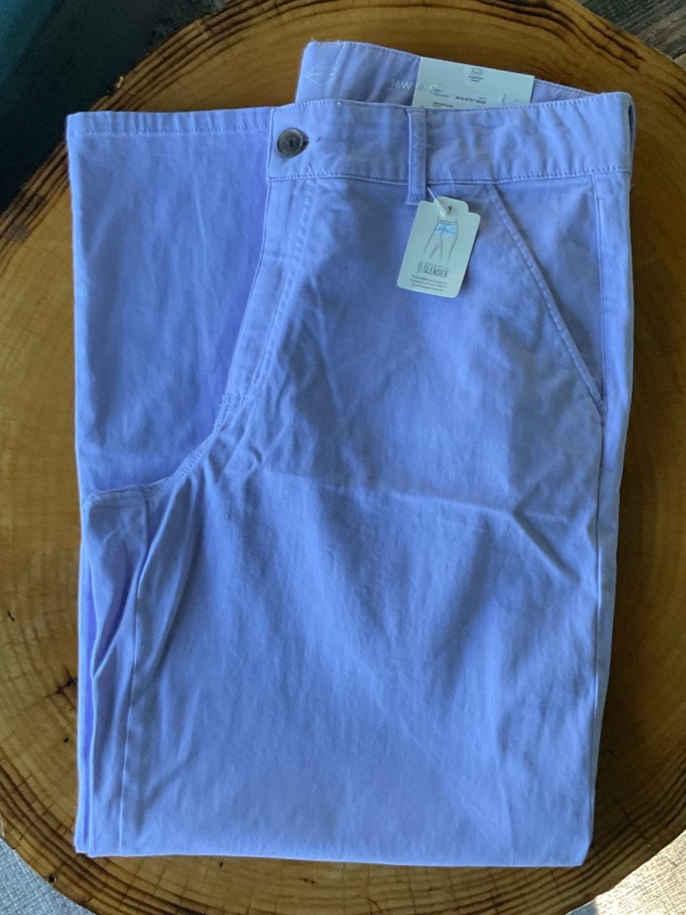 St. John’s Bay Vintage Lilac Wide Leg Chino Trousers w/ Tummy Control NWT
